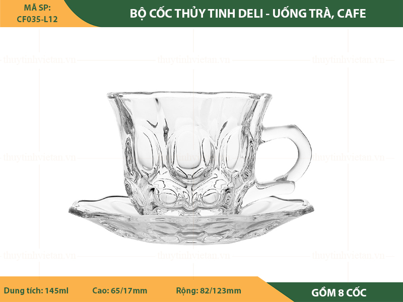 Bộ cốc thủy tinh Deli uống trà, cafe 