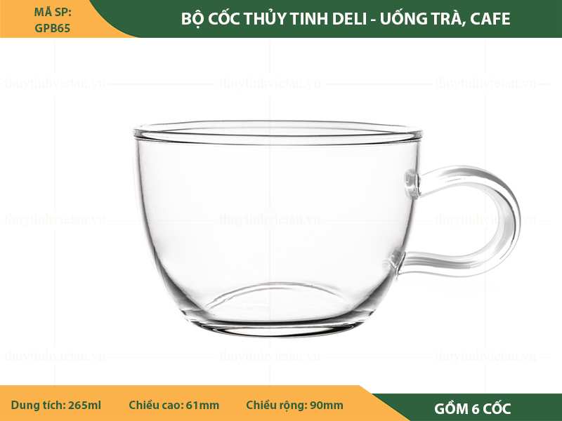 Bộ cốc thủy tinh Deli uống trà, cafe 