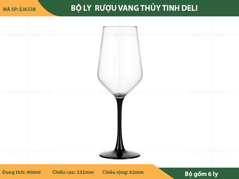 Bộ ly thủy tinh uống rượu vang Deli