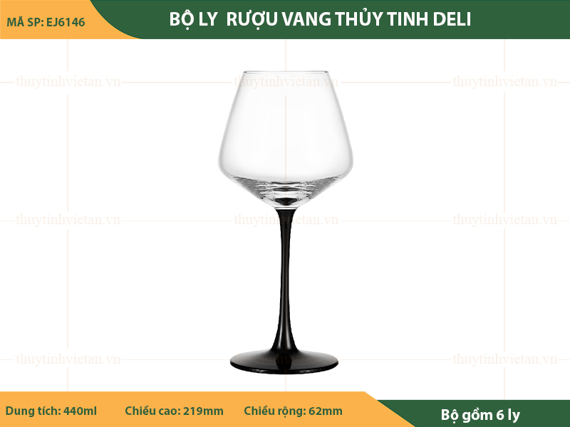 Bộ ly thủy tinh uống rượu vang Deli