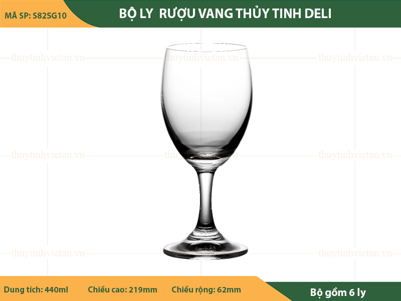 Bộ ly thủy tinh uống rượu vang Deli