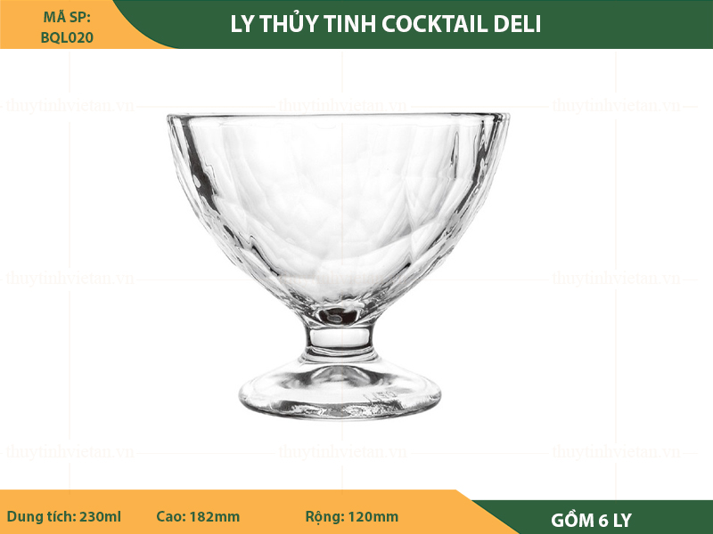 Bộ Ly thuỷ tinh cocktail Deli