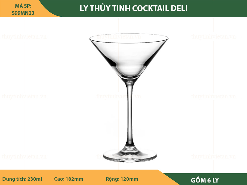 Bộ Ly thuỷ tinh cocktail Deli